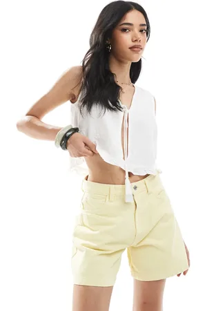 ASOS Denim longline A line short in buttermilk