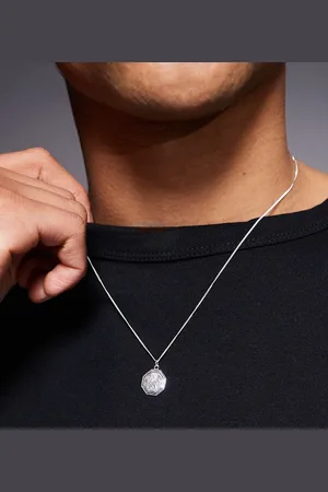 ASOS Sterling hexagon St. Christopher pendant necklace in