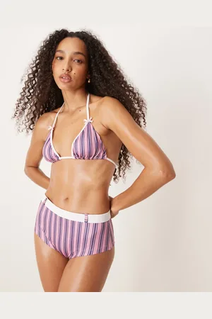 ASOS Daisy contrast pinstripe triangle bikini top in