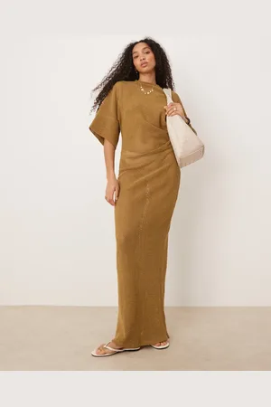 ASOS Crochet t shirt tuck midi dress olive