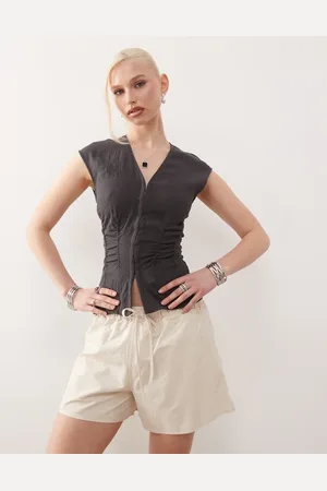 Weekday Elasticated waist shorts in beige