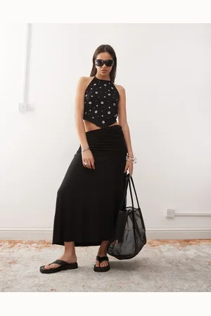 Weekday Maxi skirt with fold over waistband in