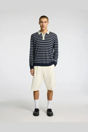 SELECTED Long-sleeved polo in outer space