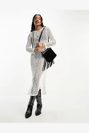 ONLY Maxi crochet dress with low back in