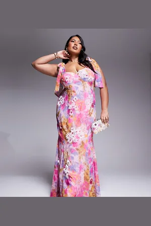 ASOS Curve embellished printed maxi dress in floral print