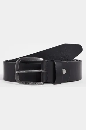 JACK & JONES Smooth leather belt with logo buckle in