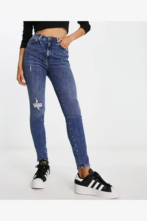JJXX Vienna premium high waisted distressed skinny jeans in mid