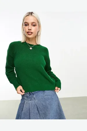 JJXX Ribbed knit crew neck jumper in green