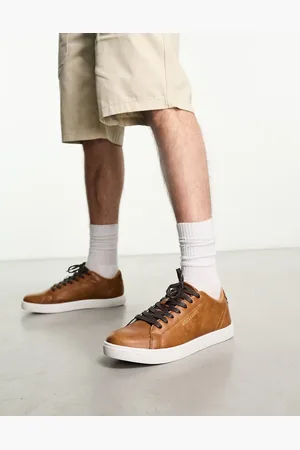 JACK & JONES Faux leather trainer in with gold logo