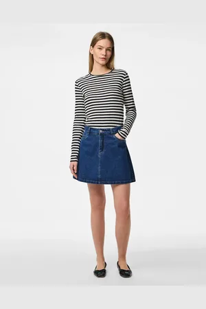 Pieces® Denim skirt in medium denim