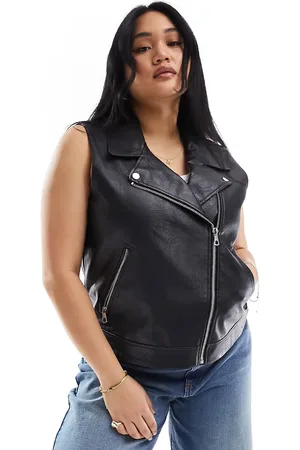 ONLY Faux leather biker gilet in