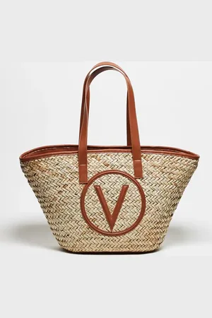 VALENTINO Valentino samuela straw tote bag in tan
