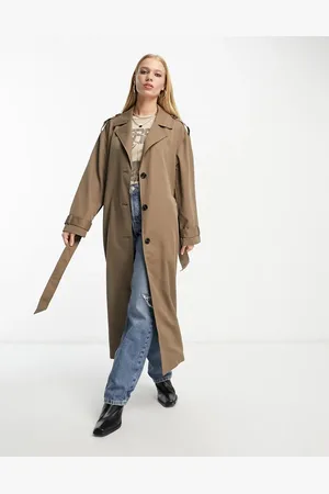 ONLY Longline trench coat in mocha