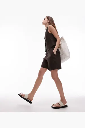 & OTHER STORIES Linen minimal bermuda shorts in dark