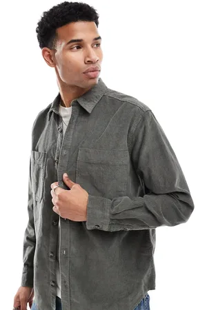 Only & Sons Cord overshirt in charcoal