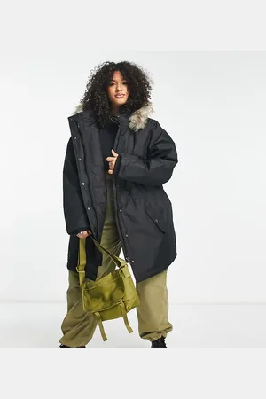 ONLY Parka coat with faux fur hood in black