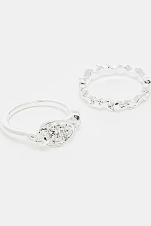 ASOS Pack of 2 real plated rings in molten design