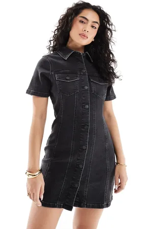 ASOS Denim fitted shirt mini dress in wash
