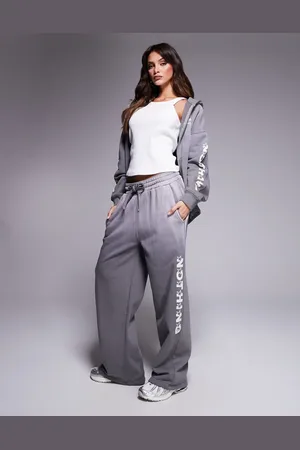 Good For Nothing Motif panel detail relaxed straight leg jogger co-ord in charcoal