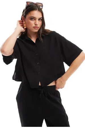 VERO MODA Mix and match linen boxy short sleeved shirt in