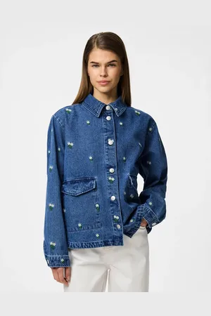 Pieces® Denim shirt in medium denim