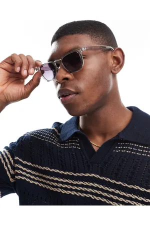ASOS Rectangle sunglasses with crystal frame and purple to blue ombre lens