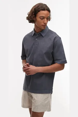ARKET Heavyweight jersey short sleeve polo shirt in dark