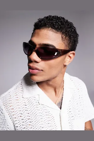 ASOS Festival racer sunglasses in charcoal crystal with smoke lens