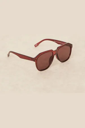ASOS Round sunglasses in dark burgundy with burgundy lens - BURGUNDY