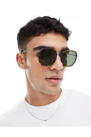 ASOS Angled square sunglasses with tortoiseshell frame and green lens