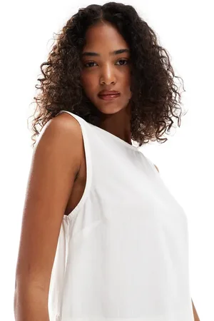 ASOS Linen blend chuck on tank top in ivory
