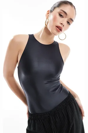 Commando Matte metallic crew bodysuit in oxide