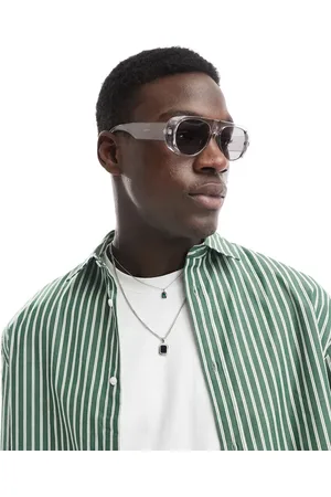 ASOS Aviator sunglasses in clear crystal frame with smoke lens