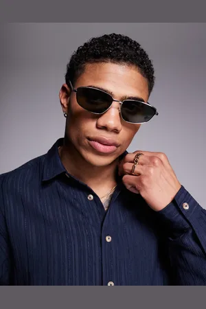 ASOS Angled sunglasses in metal with green smoke lens