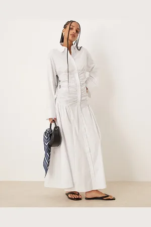 ASOS Shirt maxi dress with ruched bodice and dropped waist in
