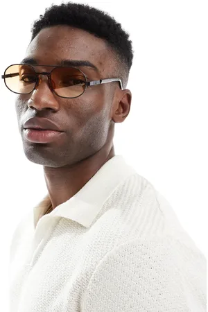 ASOS Aviator sunglasses in metal with amber lens