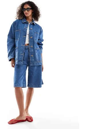 ASOS Denim barn jacket in mid wash