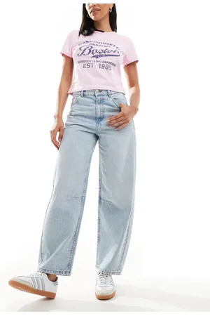 ASOS Ankle grazer barrel jean with cinch in lightwash