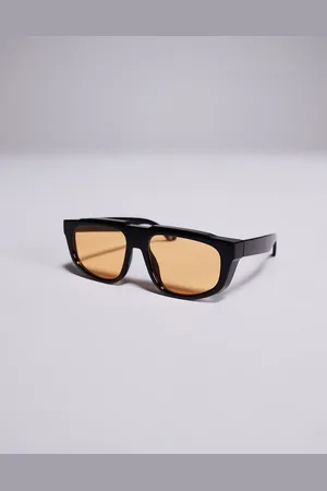 ASOS Aviator sunglasses in black with amber lens - BLACK
