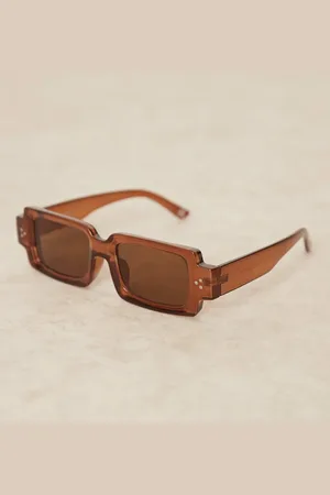 ASOS Rectangle sunglasses in crystal with lens