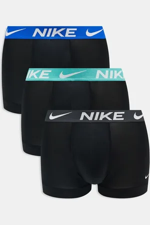 Nike Essential Microfibre 3 pack trunk with coloured waistband in pastel blue/ /blue
