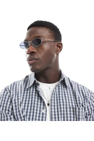 ASOS Hexagon sunglasses in meta with smoke lens