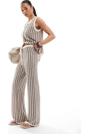 4th & Reckless Knitted wide leg trousers co-ord in stripe