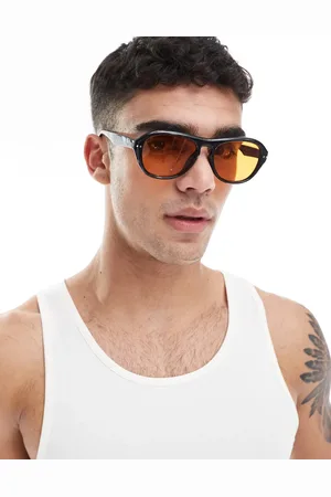 ASOS Aviator sunglasses in with amber lens