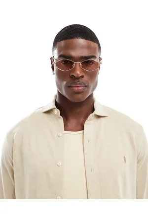 ASOS Hexagon sunglasses in metal with brown lens