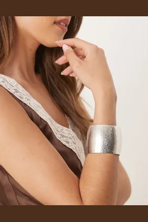 ASOS Large cuff bracelet with hammered metal design in tone