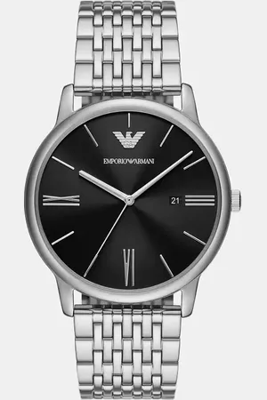 Emporio Armani Three-hand date stainless steel watch in
