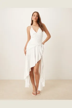 Bardot Halter neck asymmetric midaxi in
