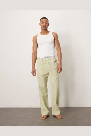 Calvin Klein Cotton pyjama bottoms in green with faded monogram print