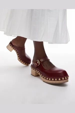 & OTHER STORIES Wooden sole heeled clogs in dark burgundy